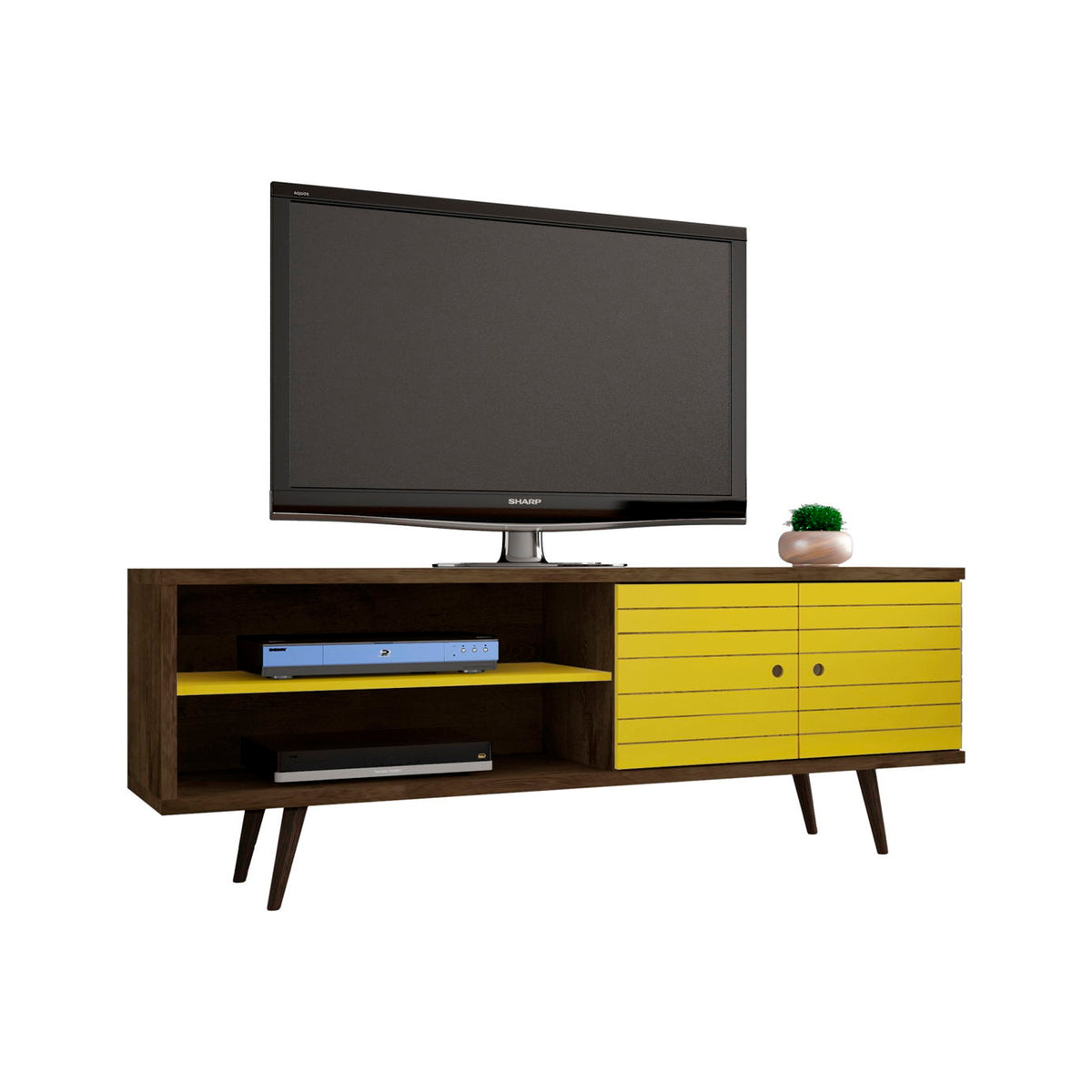 Manhattan Liberty - 63" TV Stand With Rustic Brown Frame