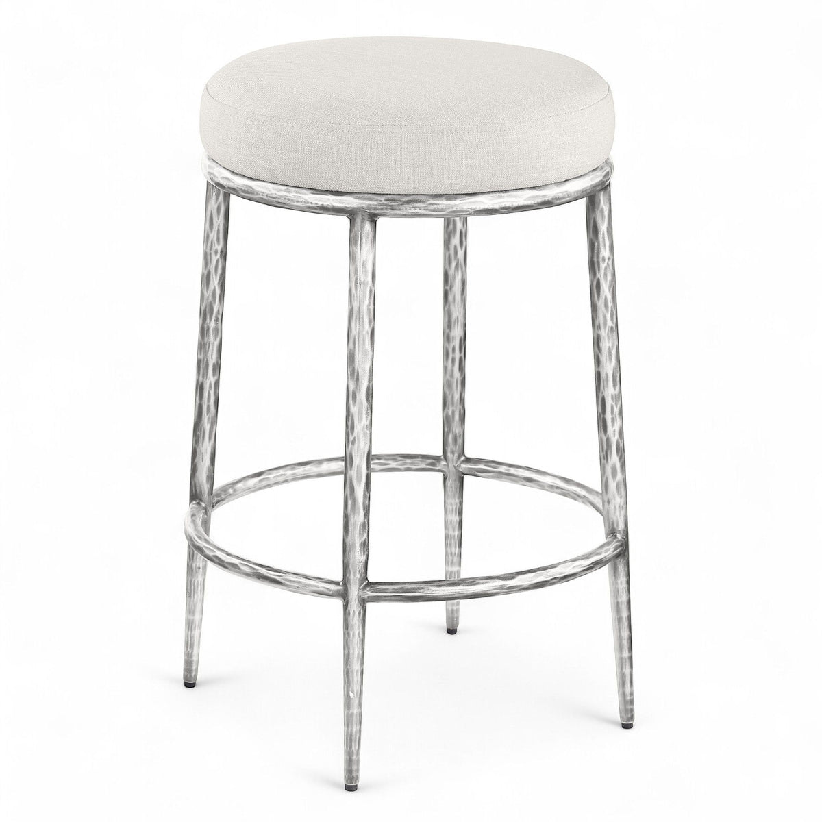 Ferro - Upholstered Backless Counter Stool With Brushed Silver Base