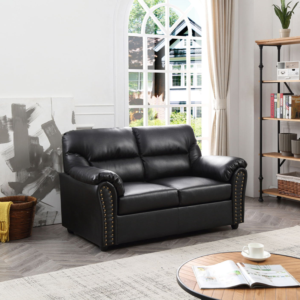 Chic Padded Love Seat For Modern Living - Black