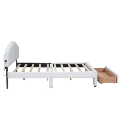 Upholstered Platform Bed With Drawer