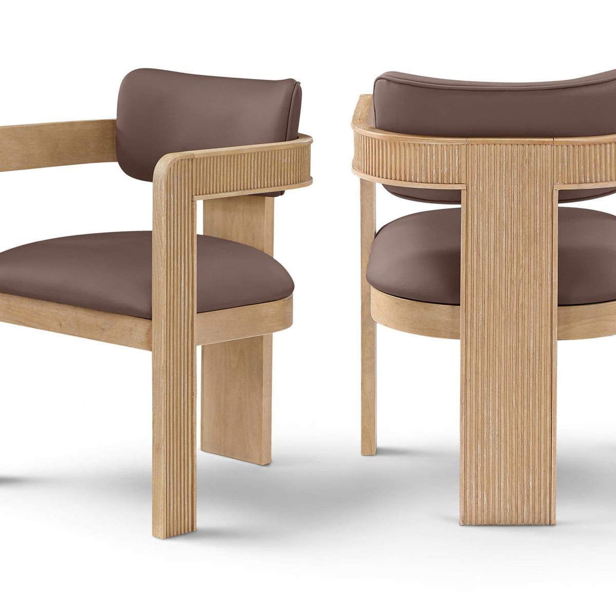 Sacha - Vegan Leather Upholstered Dining Chair With Natural Base (Set of 2)