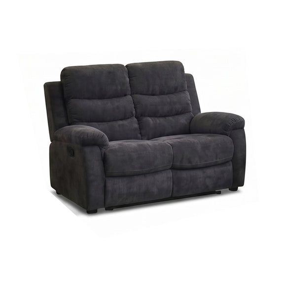 Dark gray 2-seat manual recliner loveseat with padded arms and cushioned back