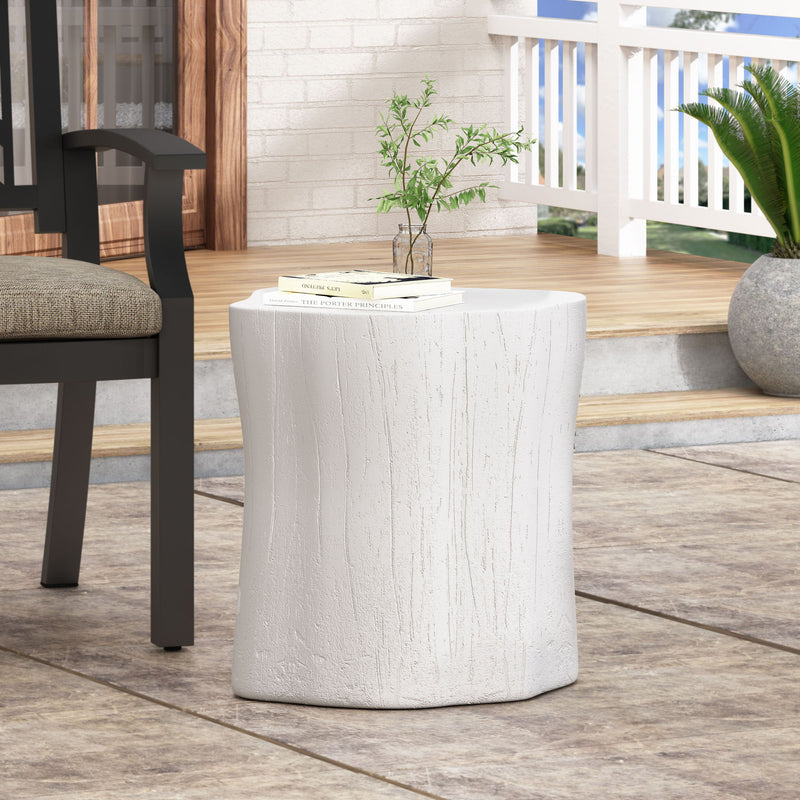 Outdoor, Lightweight Concrete Side Table - Antique White