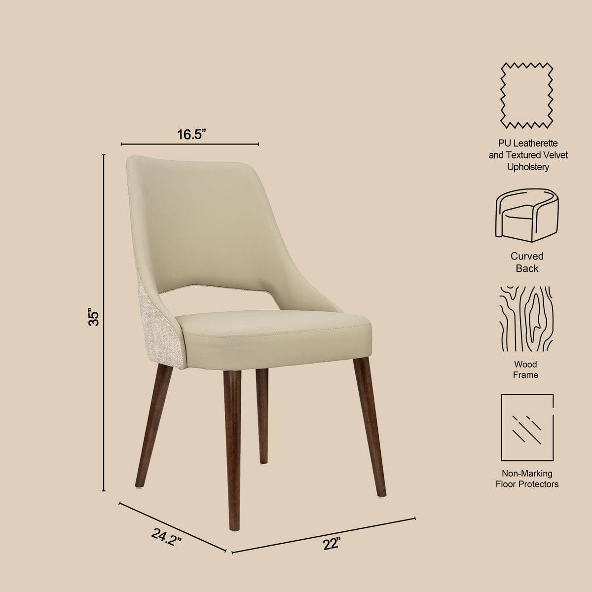 Liora - Wood Upholstered Side Chair (Set of 2) - Coffee / Brown