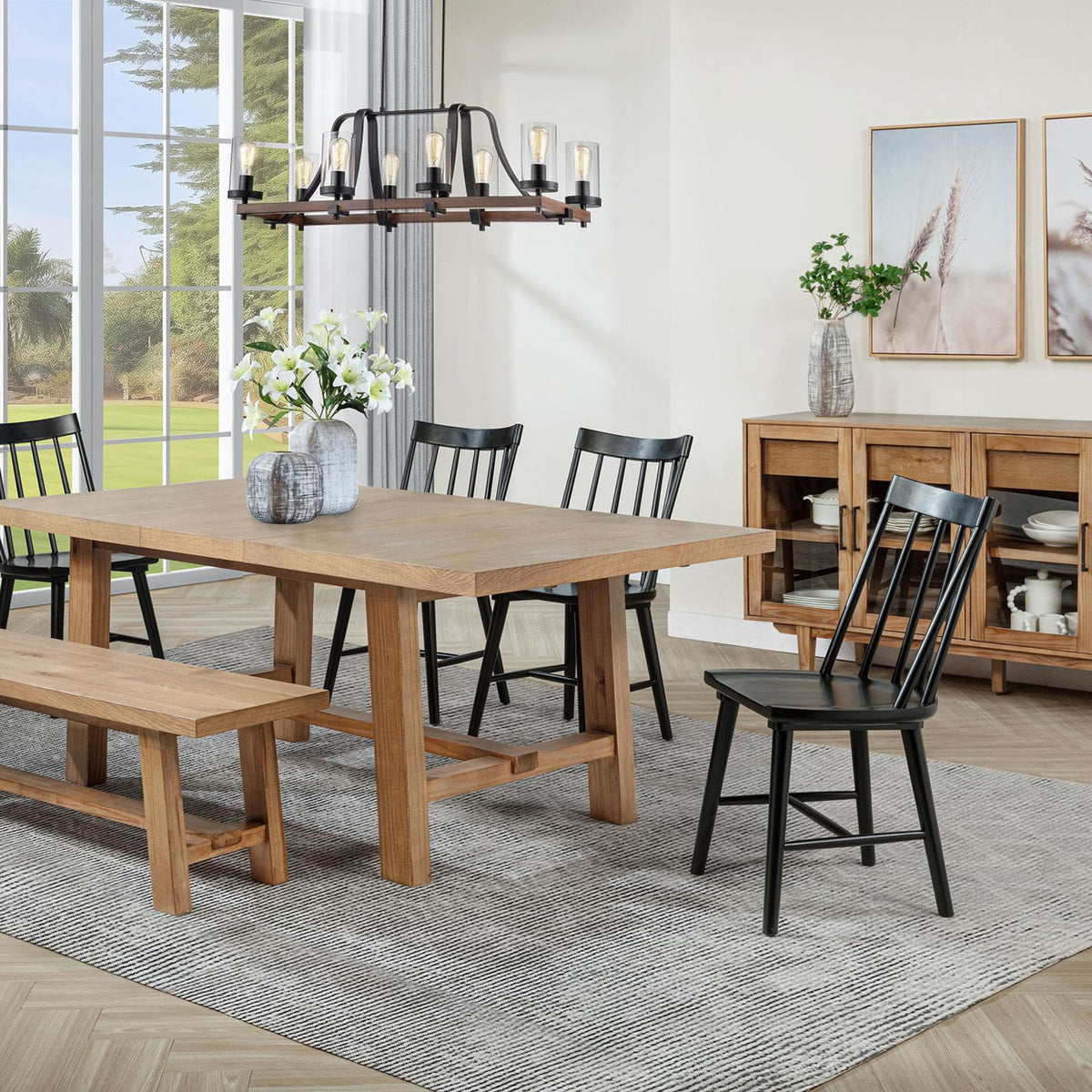 Middleton 6-piece Extension Leaf Dining Set Brown and Black