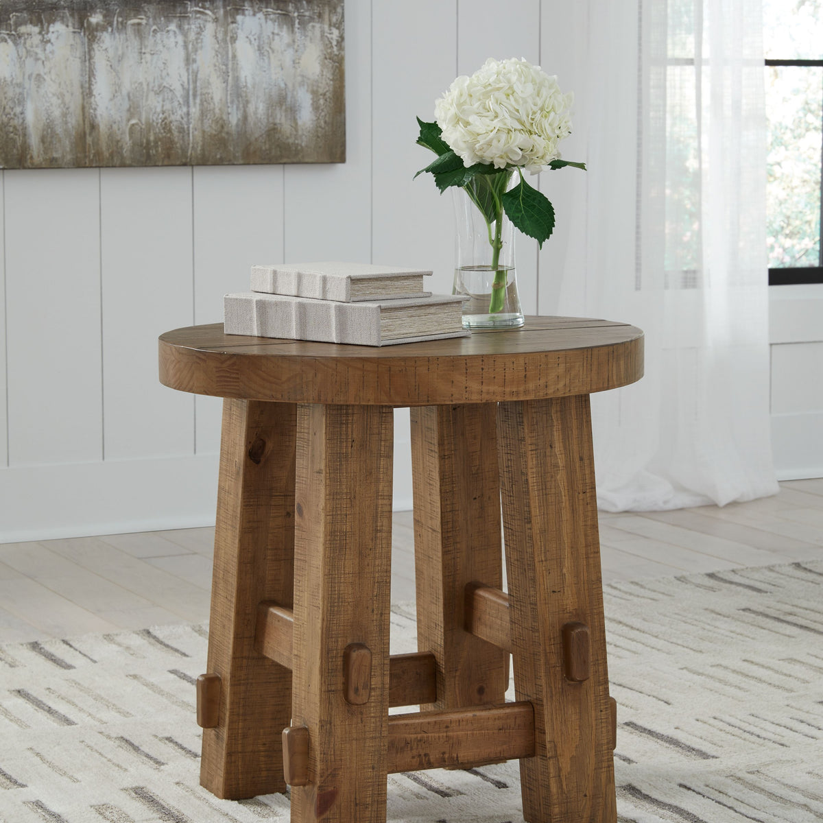 Mackifeld - Round End Table - Warm Brown