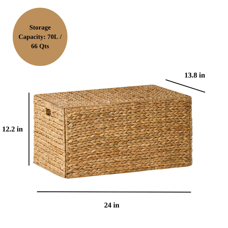 Woven storage trunk, 24 by 13.8 by 12.2 inches, with 70-liter capacity