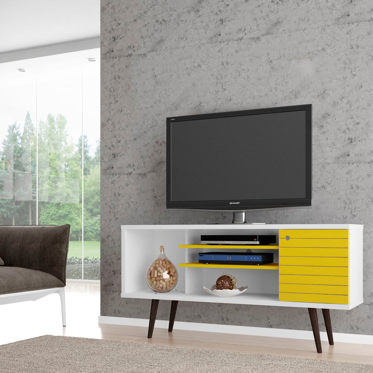 Manhattan Liberty - 53" TV Stand With White Frame