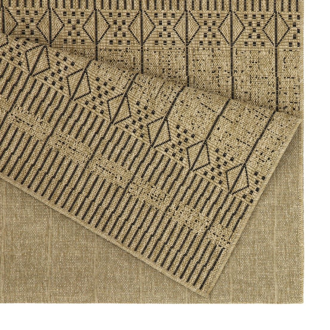 Light brown jute area rug showing diagonal ribbed texture and diamond pattern