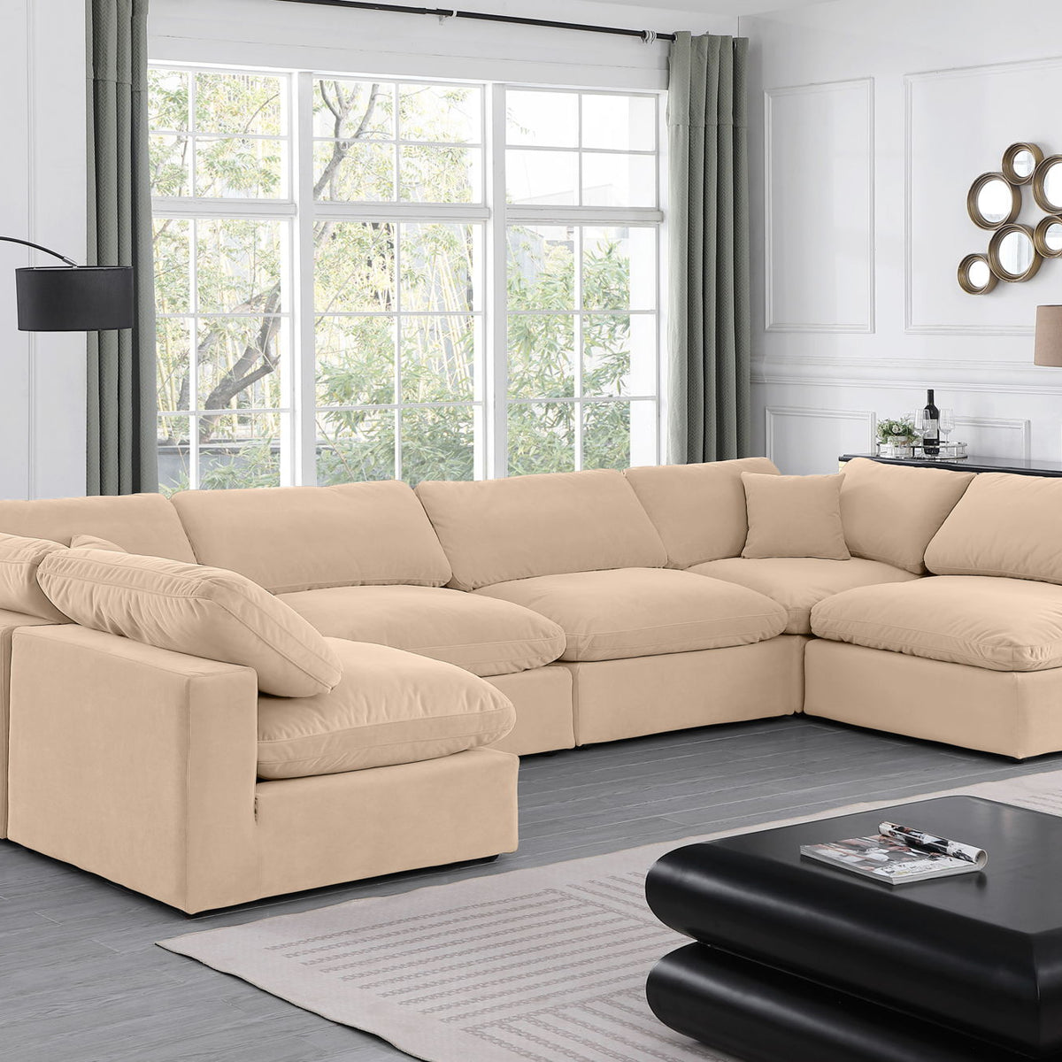 Comfy - 6 Piece Velvet Modular Armless Sectional