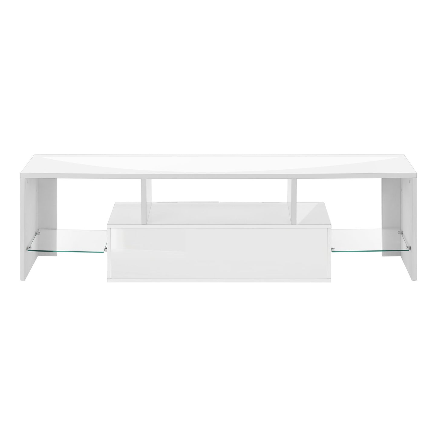 TV Stand, Console, Media Entertainment Center, Storage Cabinet, Glossy Contemporary & Modern - White