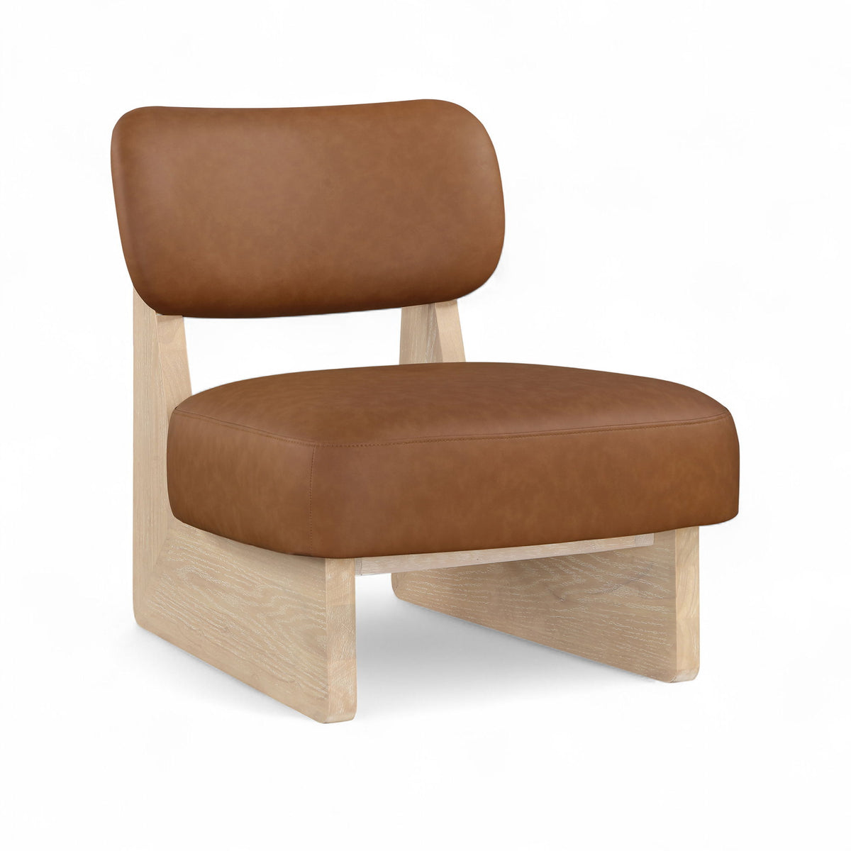 Vetra - Vegan Leather Upholstered Accent Chair With Natural Base