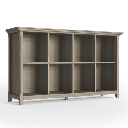 Dark gray cube storage bookcase with open shelves and 4x2 cubby compartments