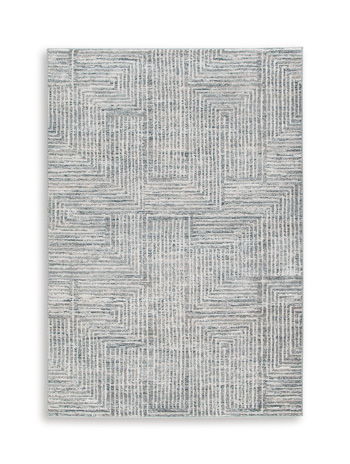Gray rug with abstract geometric pattern