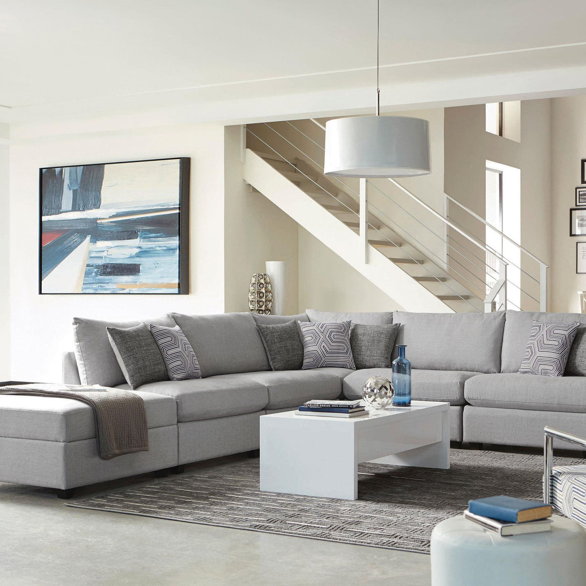 Cambria 6-piece Upholstered Modular Sectional Sofa Grey