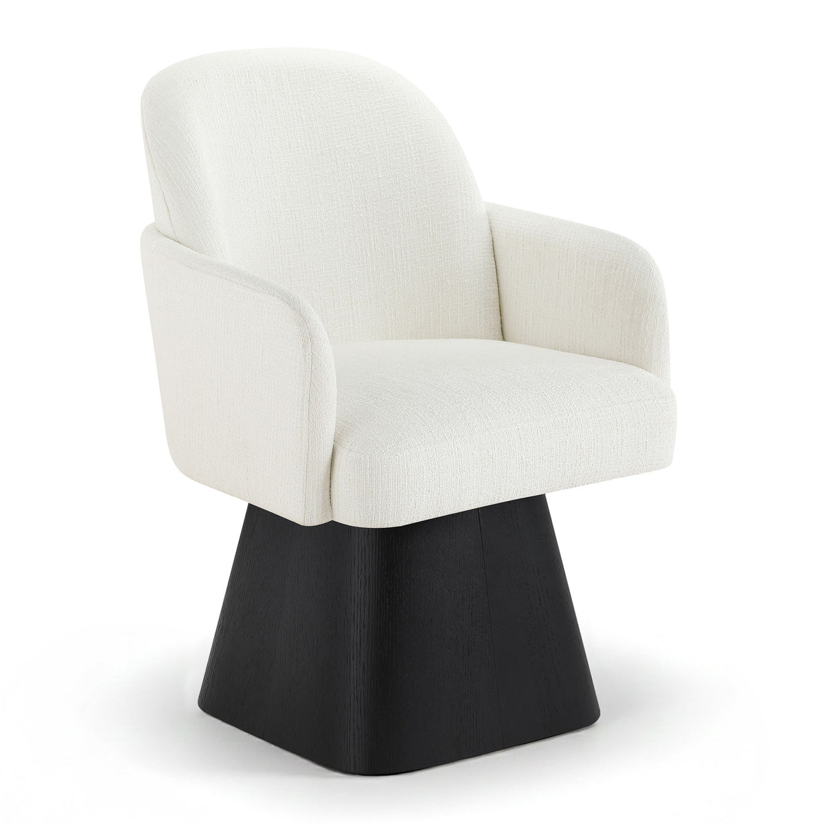 Marlowe - Linen Textured Fabric Upholstered Swivel Dining Arm Chair - Stained Black