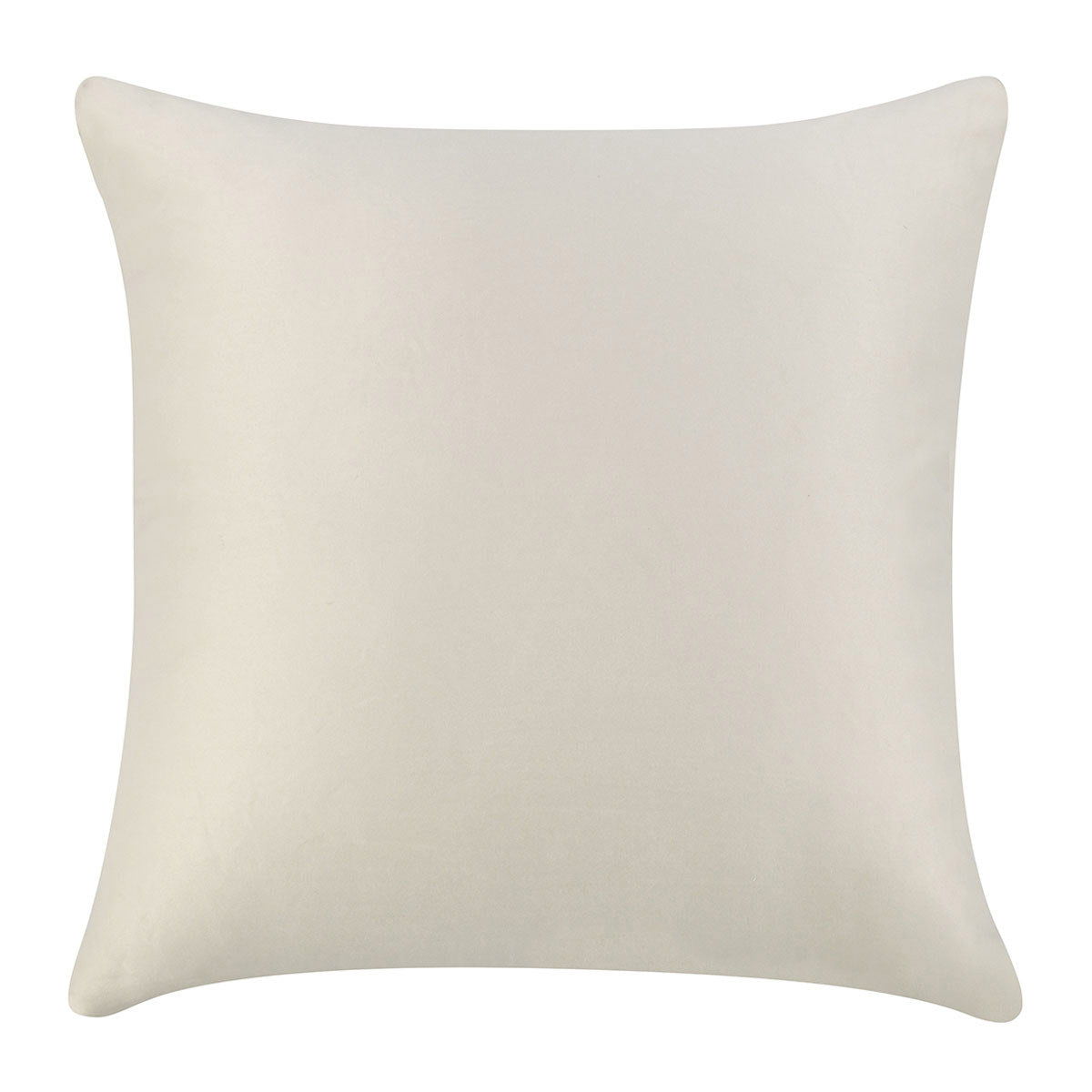 Solid ivory square throw pillow with smooth fabric