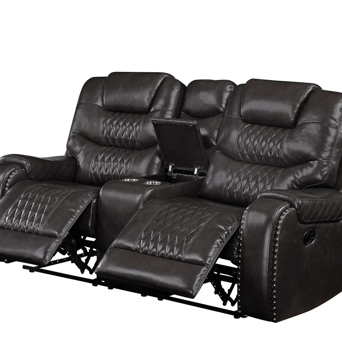 Braylon - Recliner Loveseat With Cupholder Console - Brown