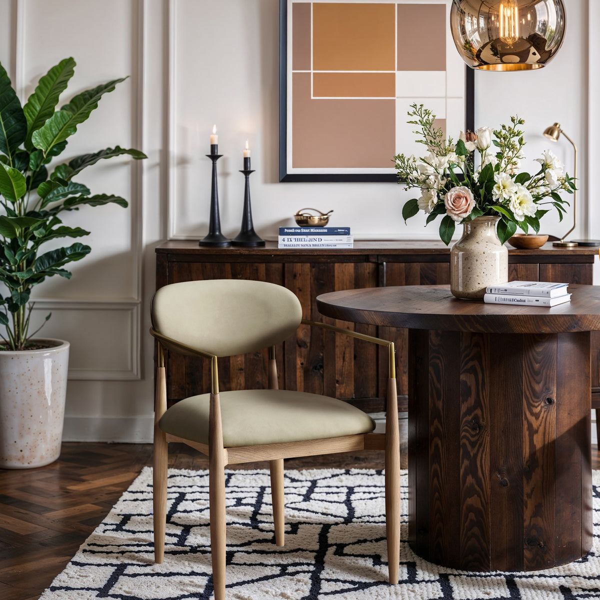 Riccio - Dining Arm Chair (Set of 2) - Natural And Gold Frame