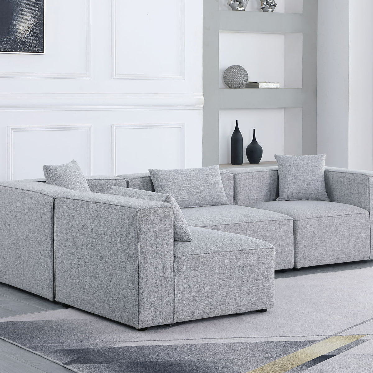 Cube - Linen 4 Piece Modular Corner Sectional