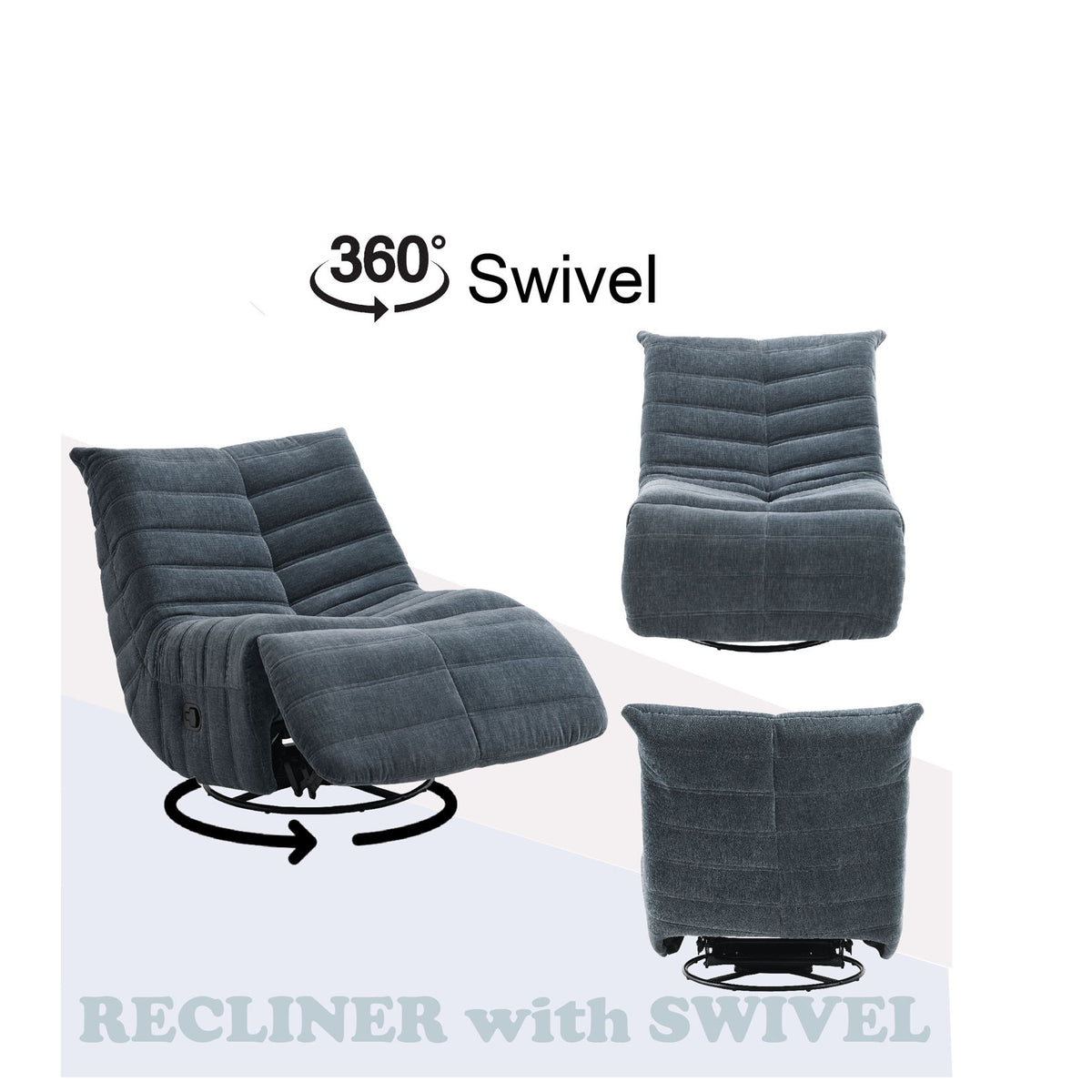 Talmon - Chenille Glider Recliner With Swivel