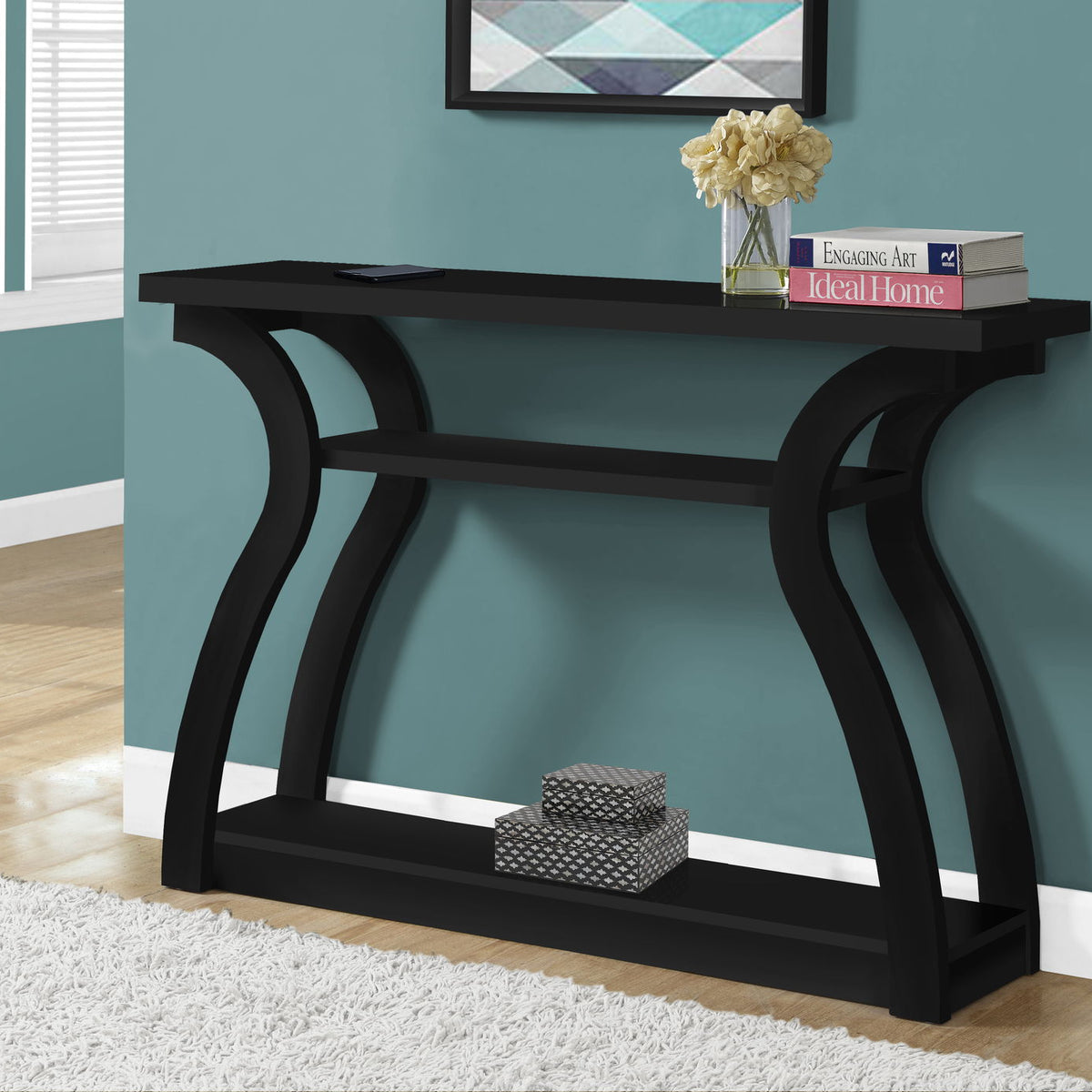 Accent Console Table For Entryway, Unique Curved Design