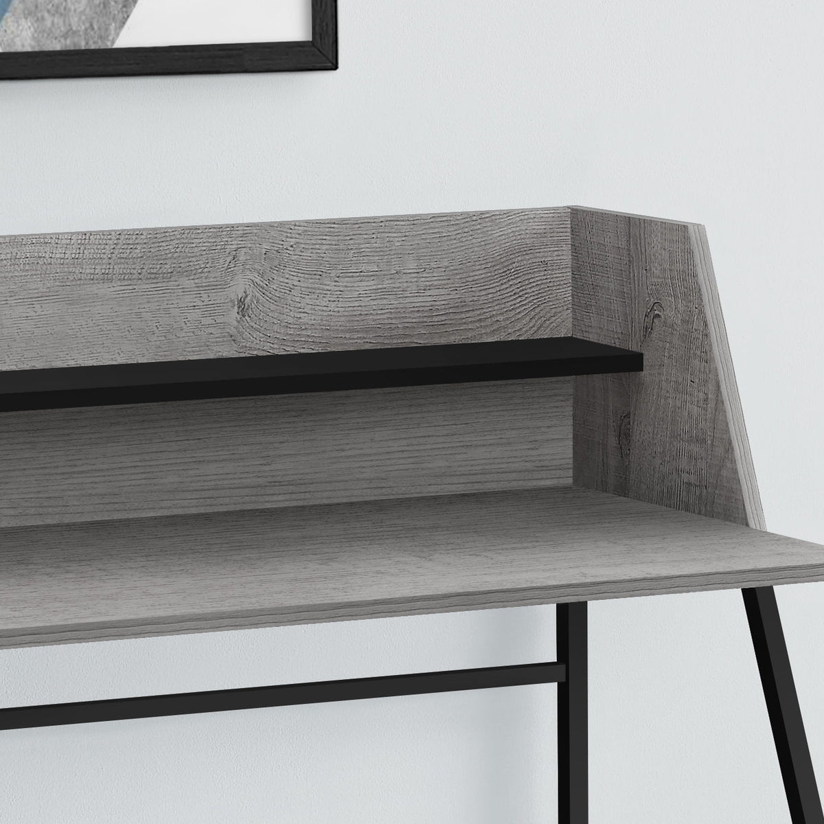 Computer Desk For Home Office, Laptop, Storage Shelves, Marble Look Contemporary & Modern