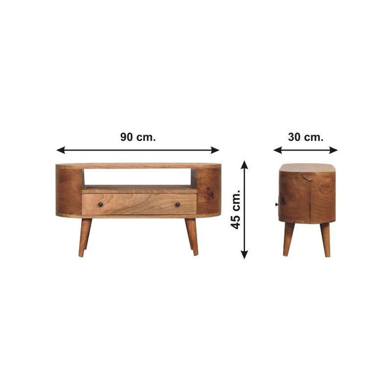 Mini Rounded Entertainment Unit - Oak