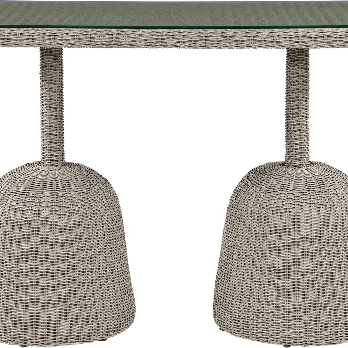 Seacrest - Tempered Glass Top And Wicker Outdoor Patio Bar Height Table