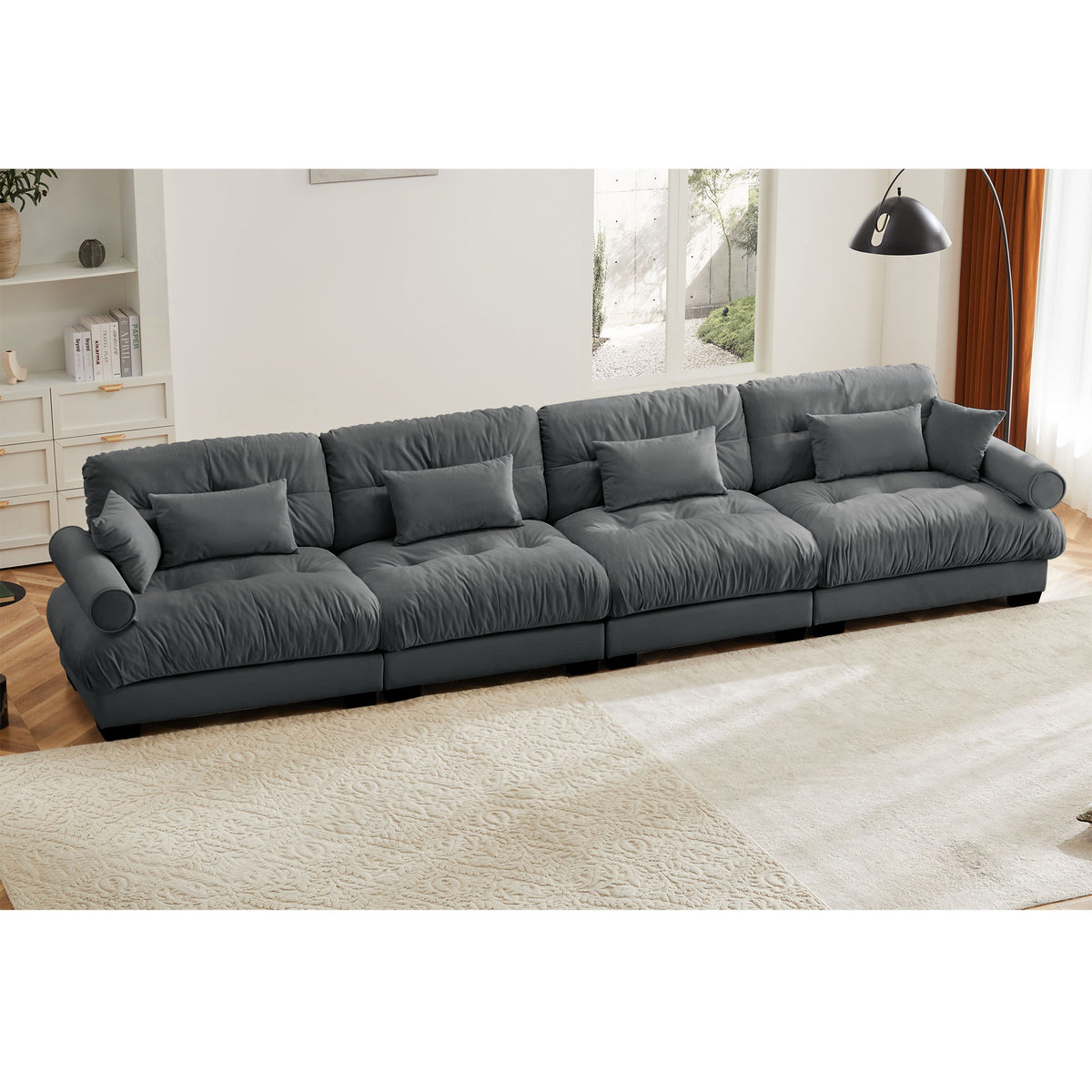 Super Comfort Oversized Modular Velvet Sectional Sofa, Deep Seat Convertible L Shaped Couch