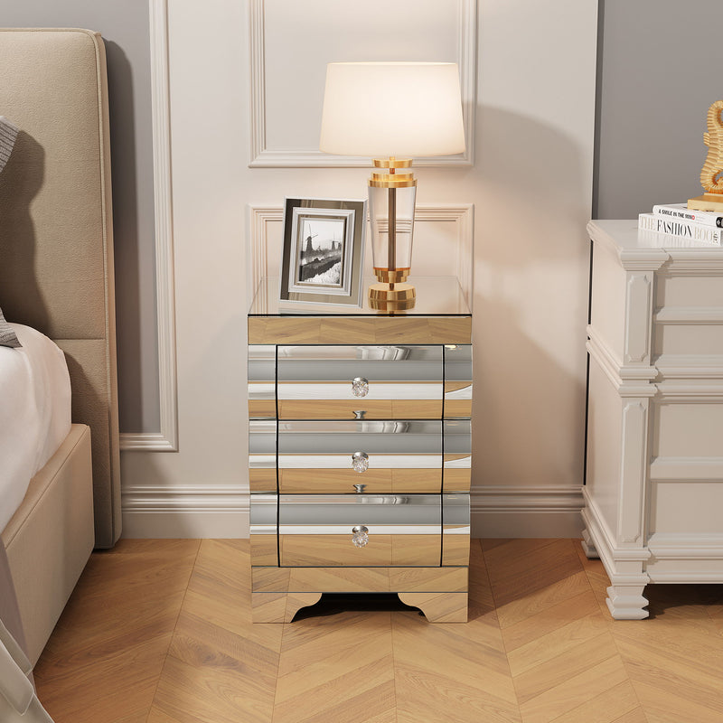 Nightstand With 3 Drawers, Bedside Table For Bedroom - Silver
