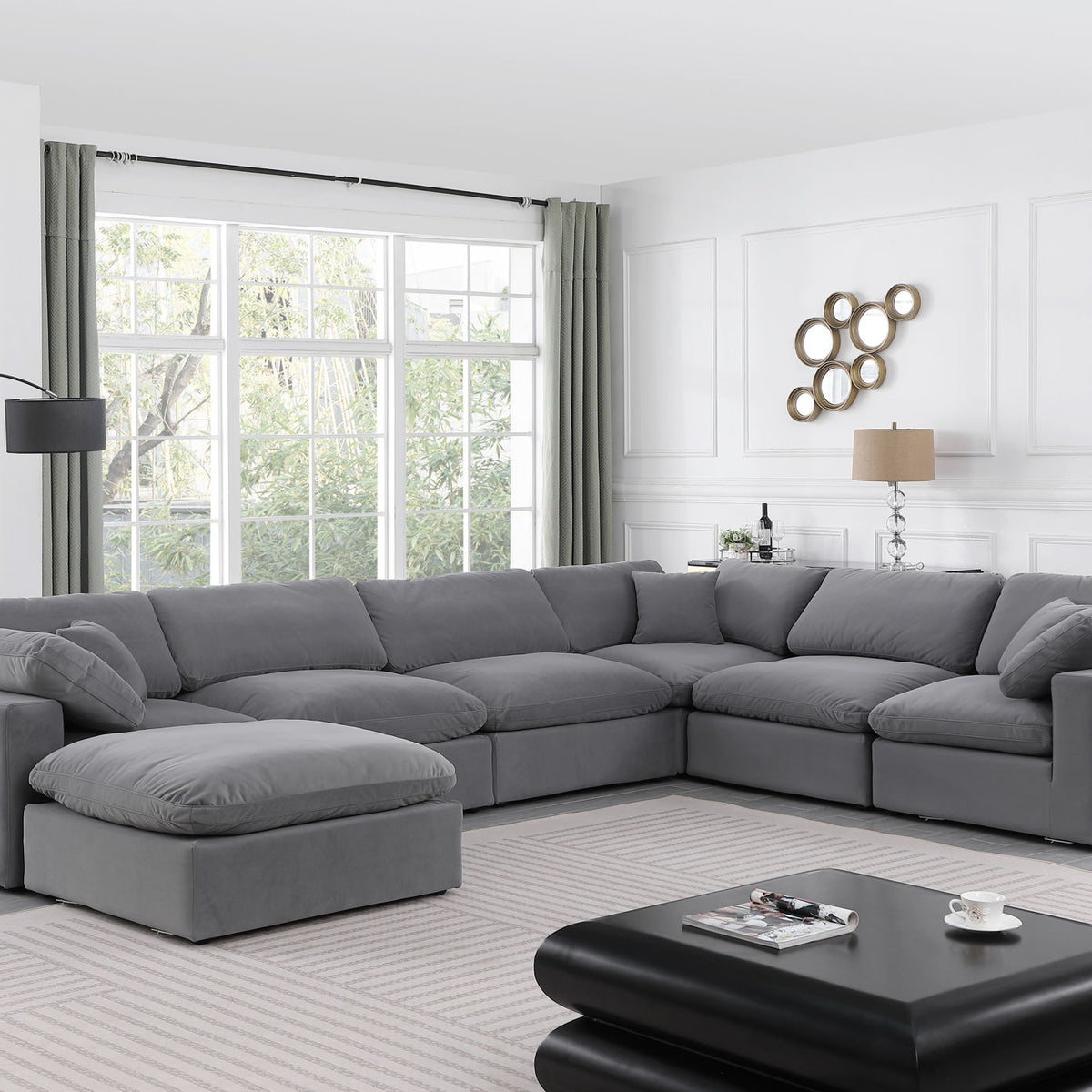 Comfy - 7 Piece Velvet Modular Sectional With Chaise