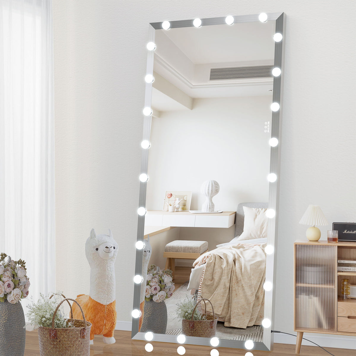 Full Length Mirror With Lights Full Body Vanity Mirror With 3 Color Modes Lighted Standing Floor Mirror For Dressing Room Bedroom Wall Mounted Touch Control