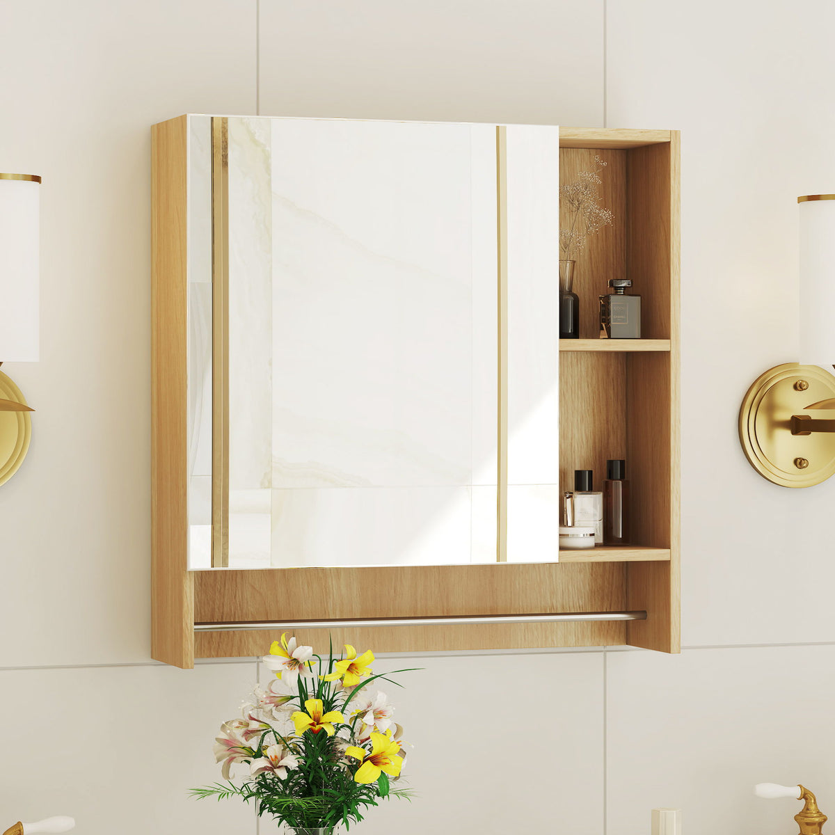 Wall Mounted Bathroom Storage Medicine Cabinet Cabinet With Mirror Door