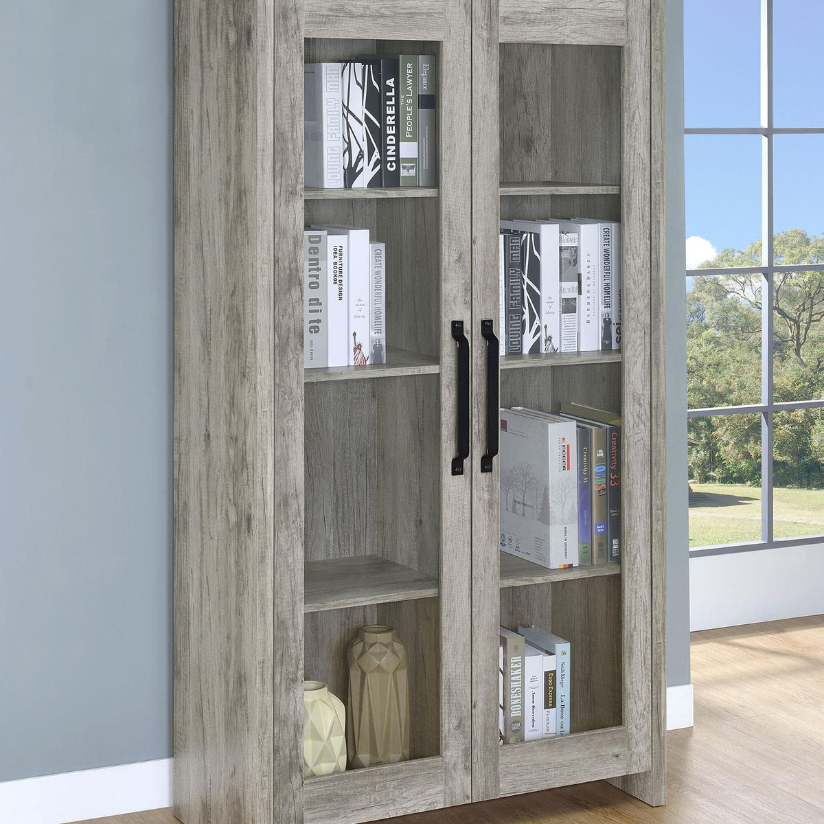 Alejo 2-door Engineered Wood Tall Cabinet Grey Driftwood