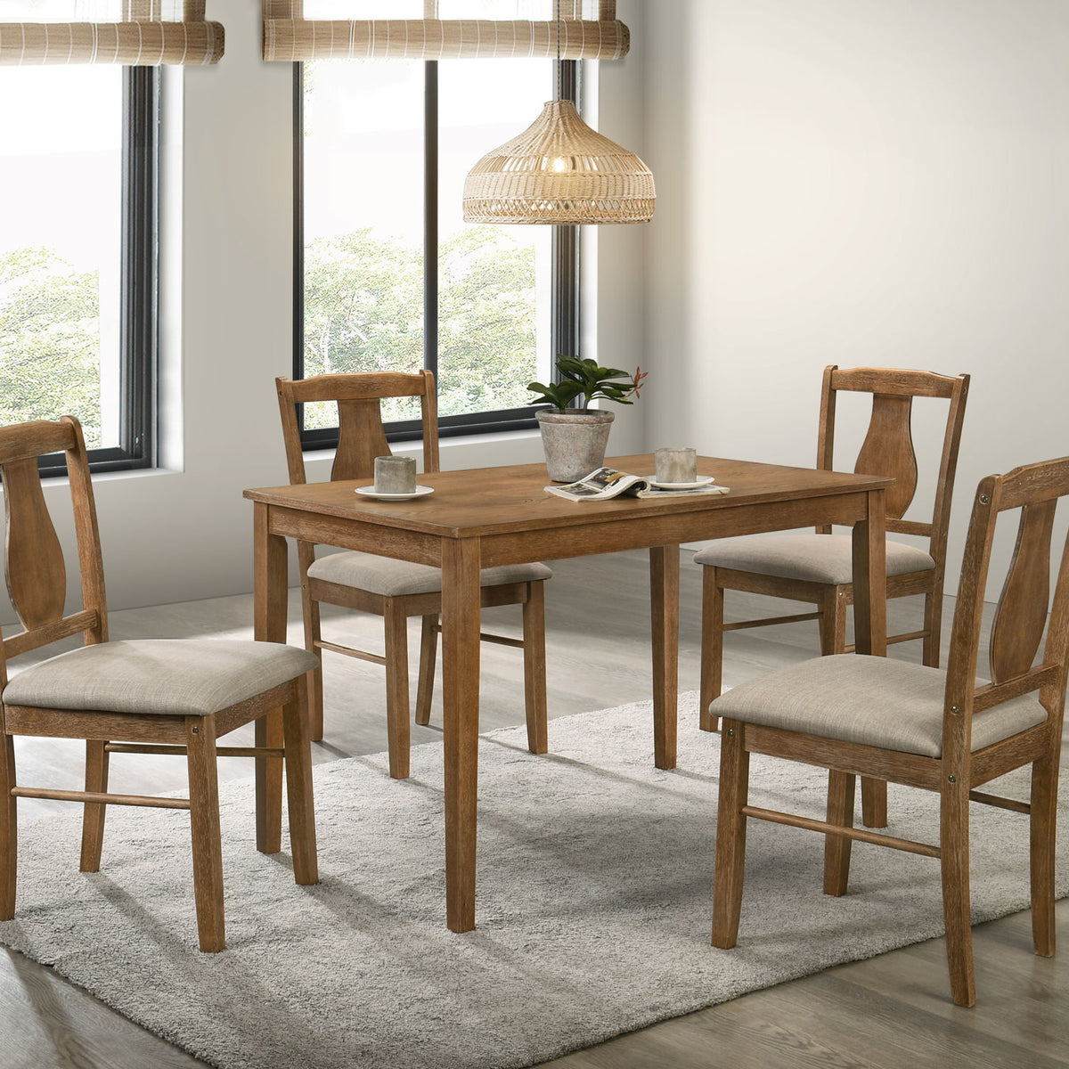 Kayee - 5 Pieces Pack Dining Set - Weathered Oak