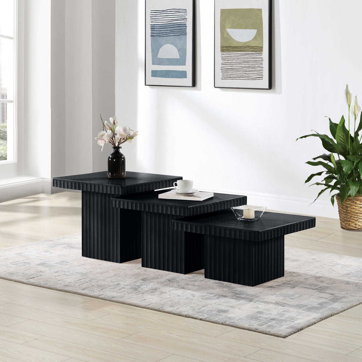 Spencer - Oak Veneer 3 Piece Coffee Tabl
