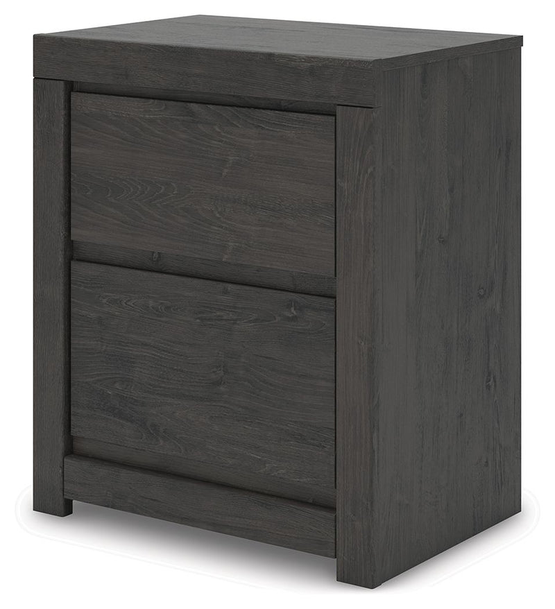 Fraluna - Two Drawer Night Stand - Charcoal