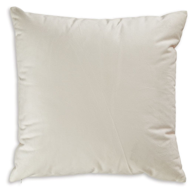 Solid cream decorative pillow with visible stitched seams
