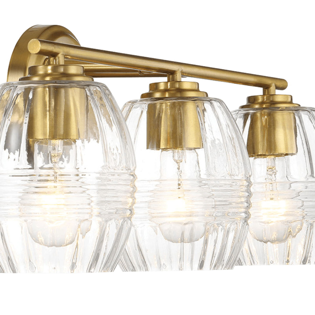 Luster - 3 Lights Vanity With Clear For Bathrooms Above Mirror Wall Lamp Satin - Clear / Gold