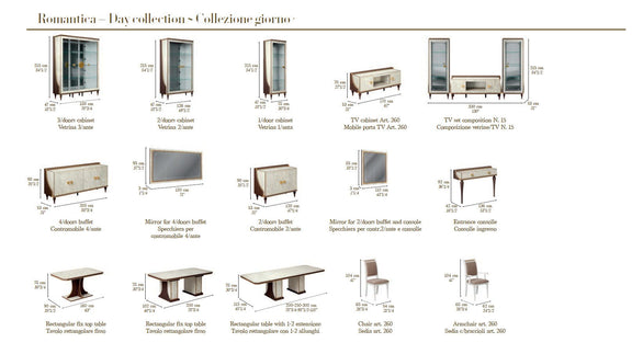 Dining table with two extensions, light beige marble-look top and walnut pedestal base