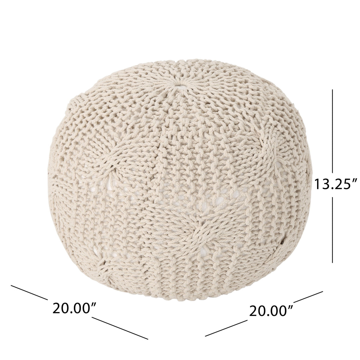 Bordeaux - Knitted Cotton Round Pouf