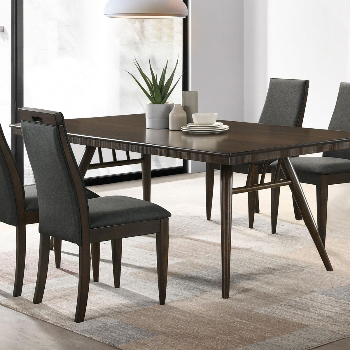 Wes 5-piece Rectangular Dining Table Set Dark Walnut