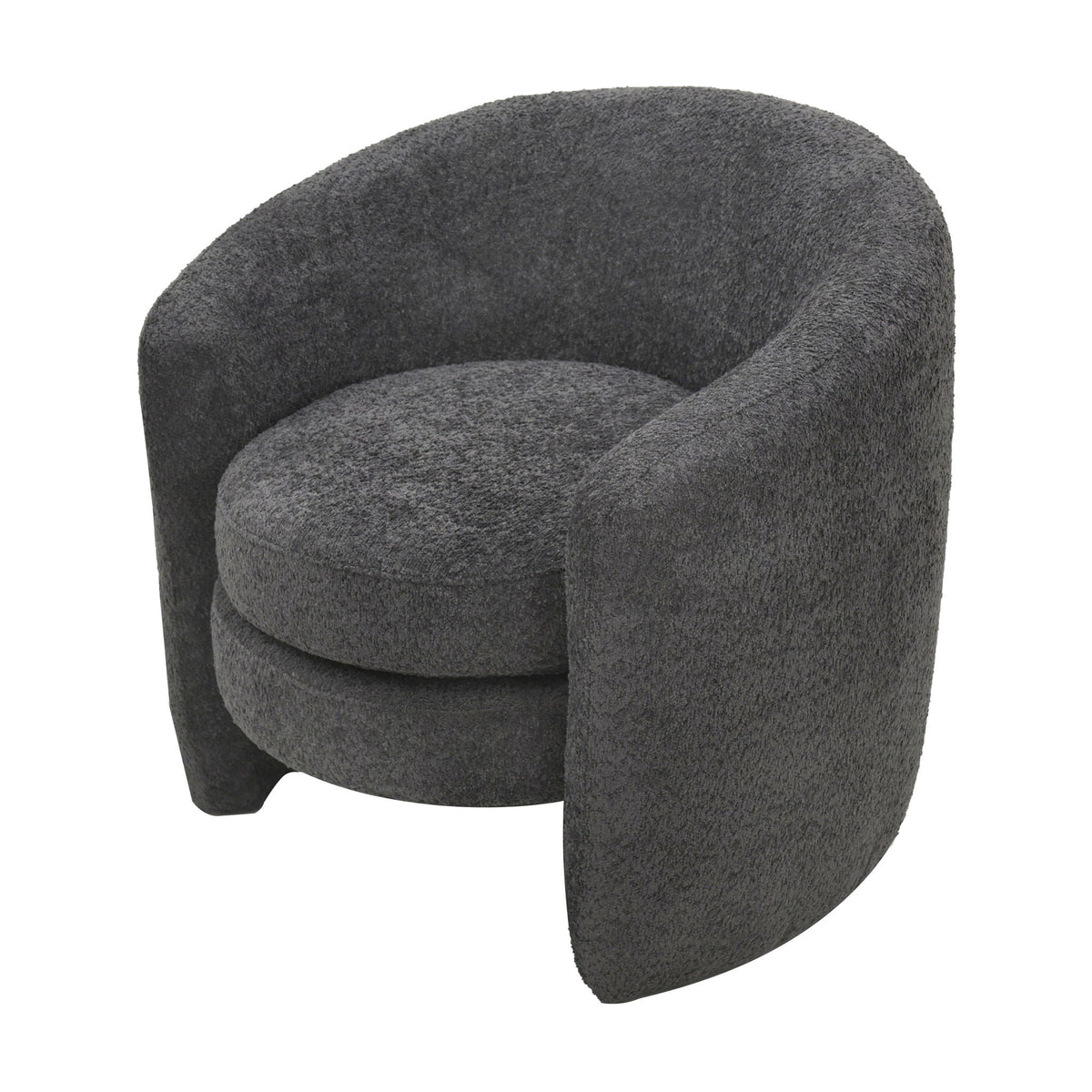 Affinity Modern Curved Back Upholstered Accent Chair With Soft Cozy Boucle Fabric - Dark Gray