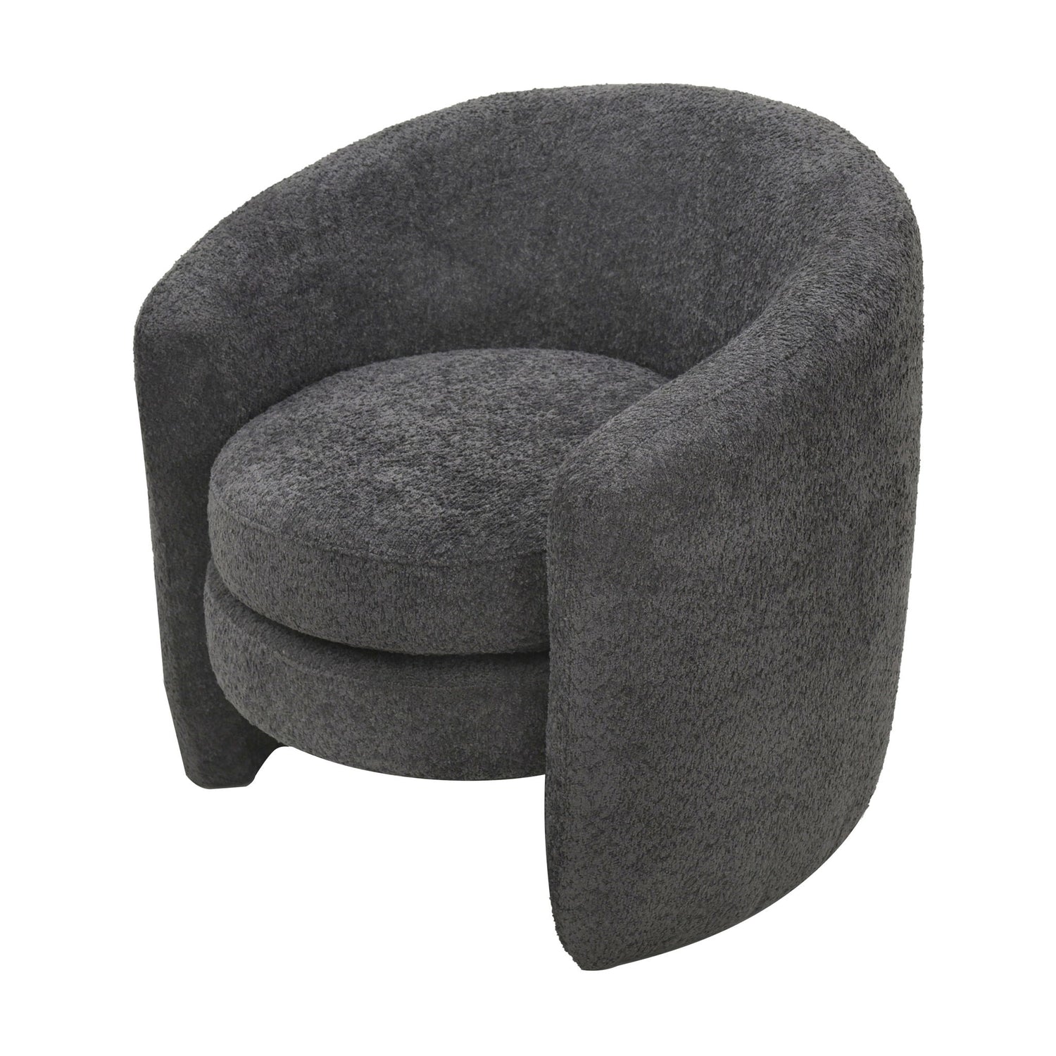 Affinity Modern Curved Back Upholstered Accent Chair With Soft Cozy Boucle Fabric - Dark Gray