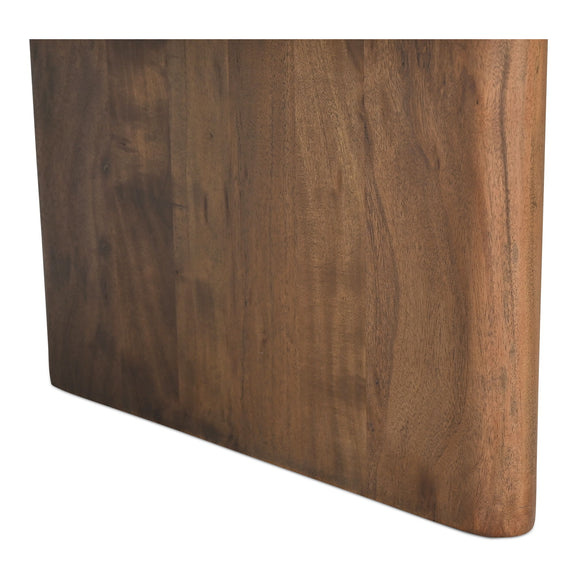 Brown small dining table corner view with solid wood grain finish