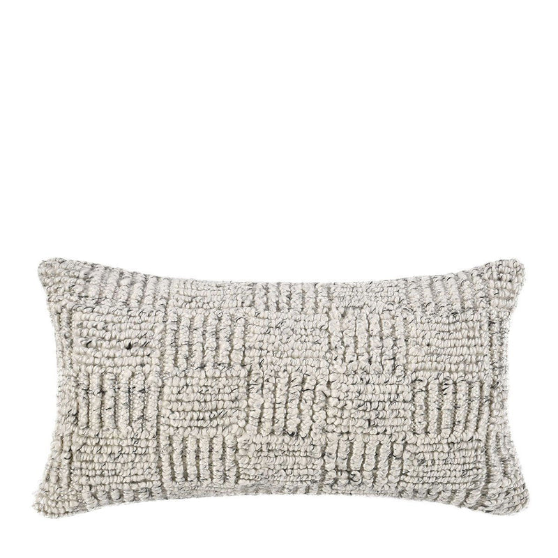 Textured cream rectangular pillow cover with raised vertical grid pattern