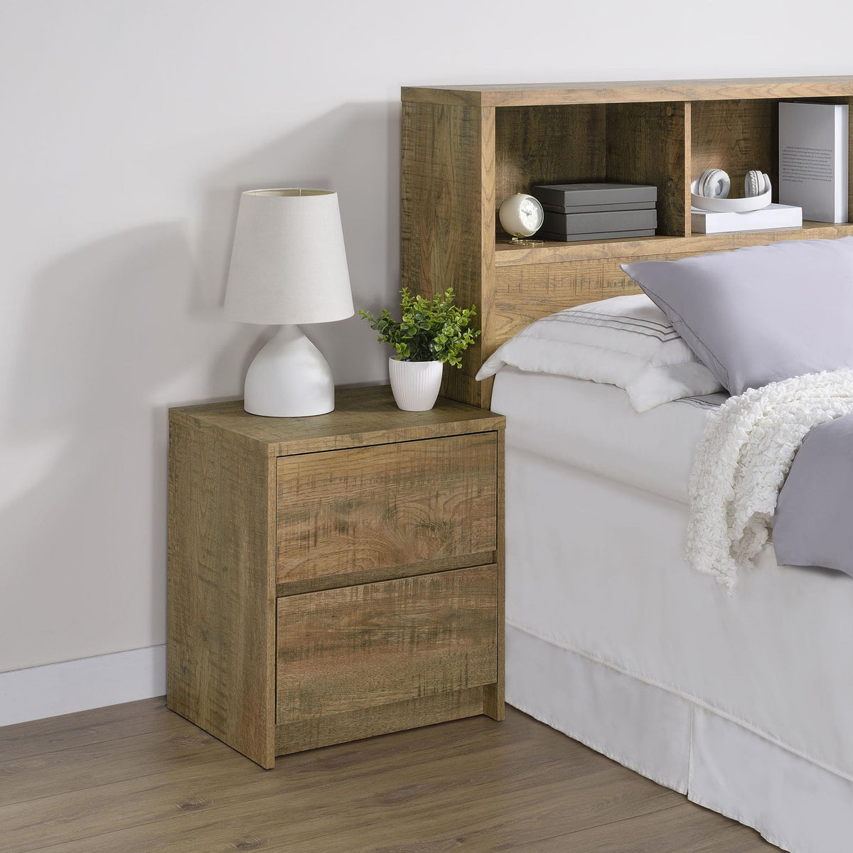 Westpark 2-drawer Nightstand LED Lights and USB Mango