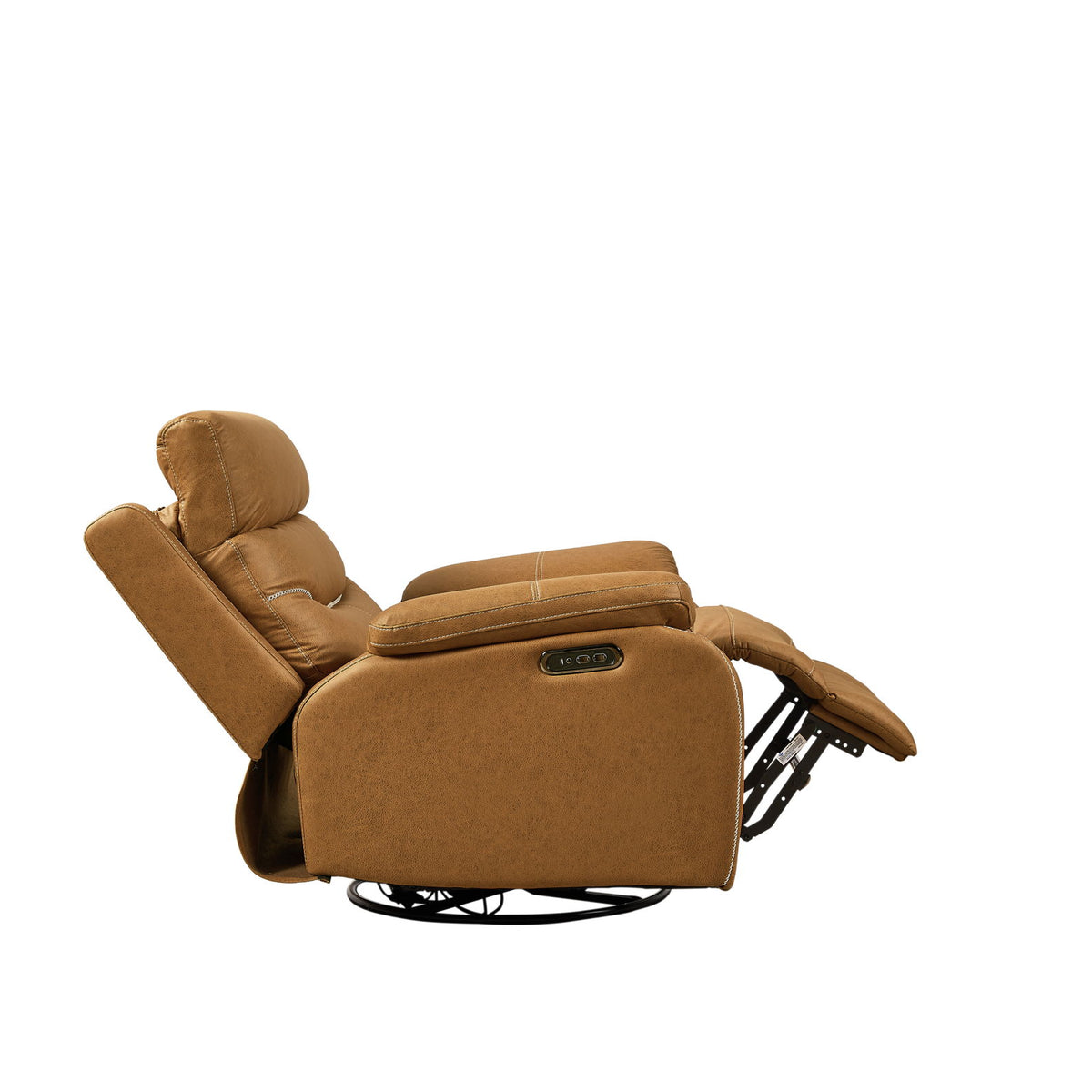 Dual Okin Motor Rocking And 240° Swivel Single Sofa Seat Recliner Chair Infinite Position, Head Rest With Power Function