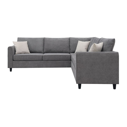 Modern Upholstered Living Room Sectional Sofa, L Shape Furniture Couch With 3 Pillows - Gray